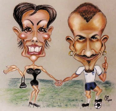 Posh & Becks, drawn in chalk 