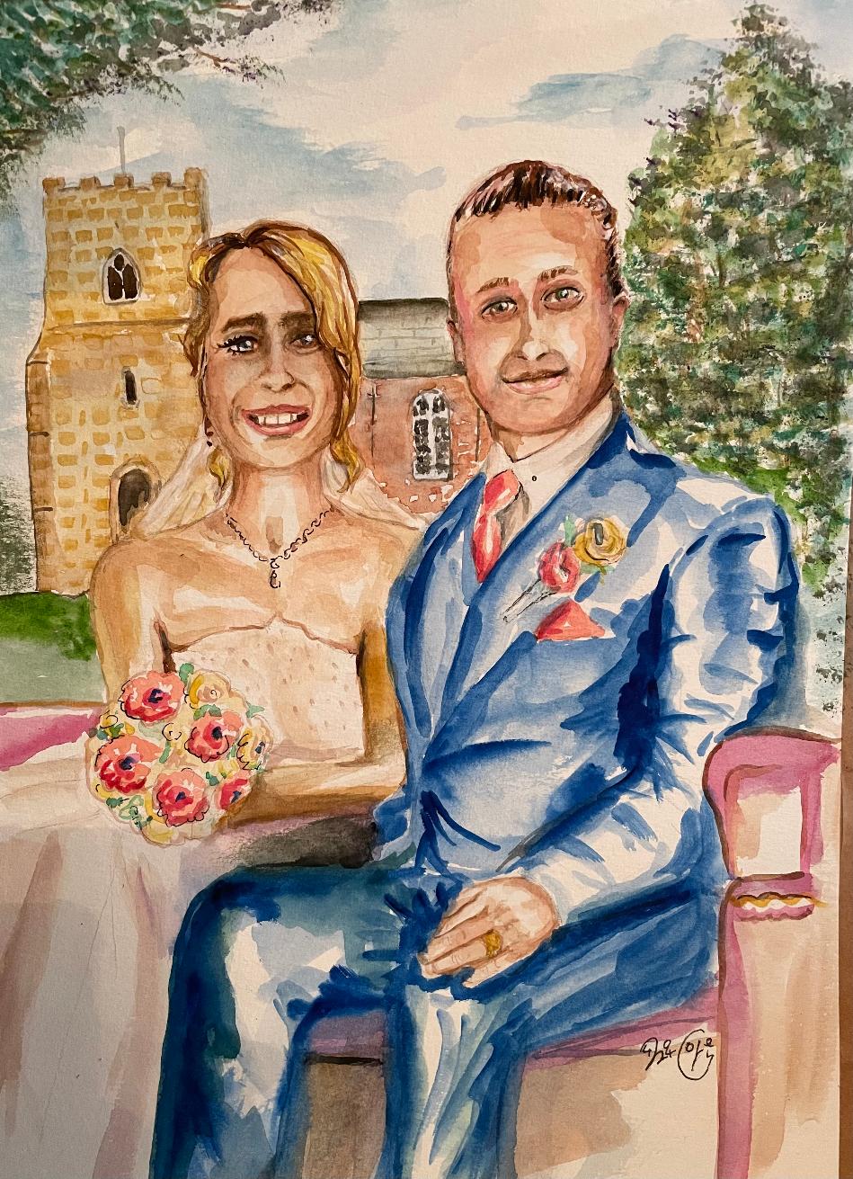 livw wedding watercolour painting 